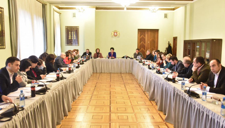 The meeting of Eka Beselia and Gedevan Popkhadze with the international organizations, Trade Unions and NGOs to discuss the draft judicial reform