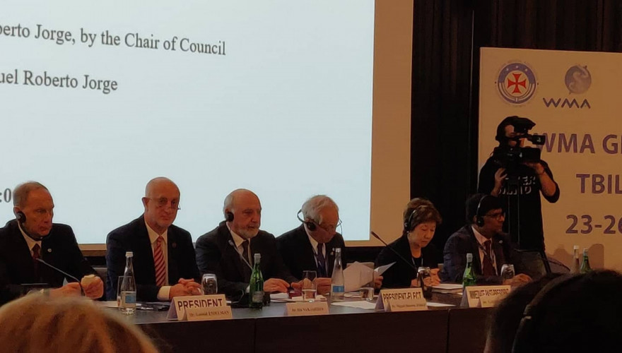 The Vice-Speaker Ilia Nakashidze attending the 70th WMA General Assembly in the Sheraton Hotel and delivered the speech