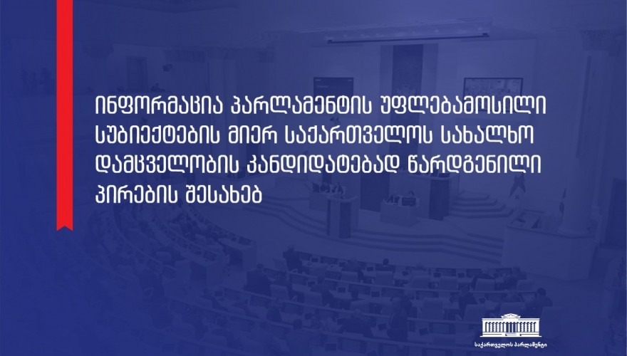 Information on Candidates for the Public Defender of Georgia nominated by the Authorized Subjects of the Parliament