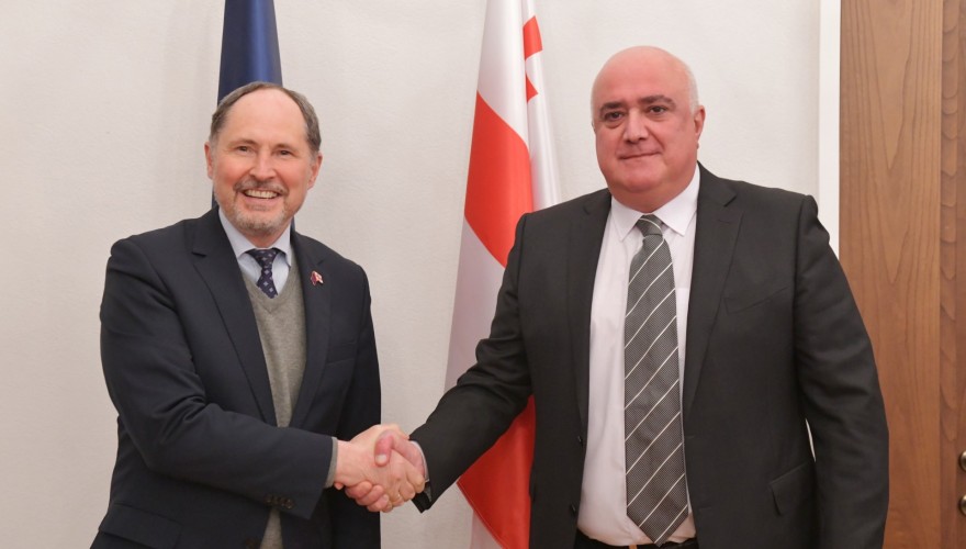 Irakli Medzmariashvili introducing the main directions of the activity of the Sports and Youth Issues Committee to Pawel Herczynski