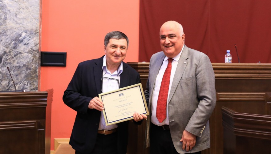 Irakli Medzmariashvili Awarding Certificates of Appreciation to Members of the Georgian Judo Federation