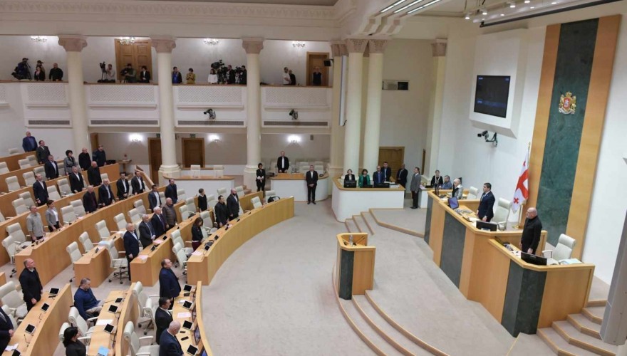 MPs Observing Moment of Silence in Memory of Tamaz Ginturi