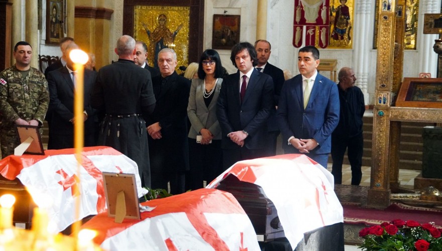 Shalva Papuashvili and Giorgi Volski attended the civic funeral served for the civilians missing during the armed activities in the 1990s and now reinterred