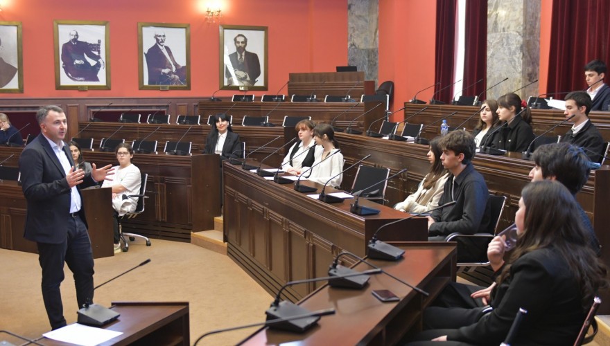 Meeting of Irakli Shatakishvili with the schoolchildren of Rustavi N24 Georgian Gymnasium