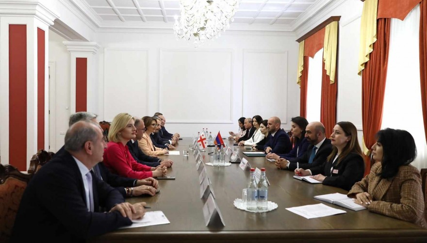 The Parliamentary Delegation headed by the Chair of the Culture Committee, Eliso Bolkvadze serves a visit to Armenia