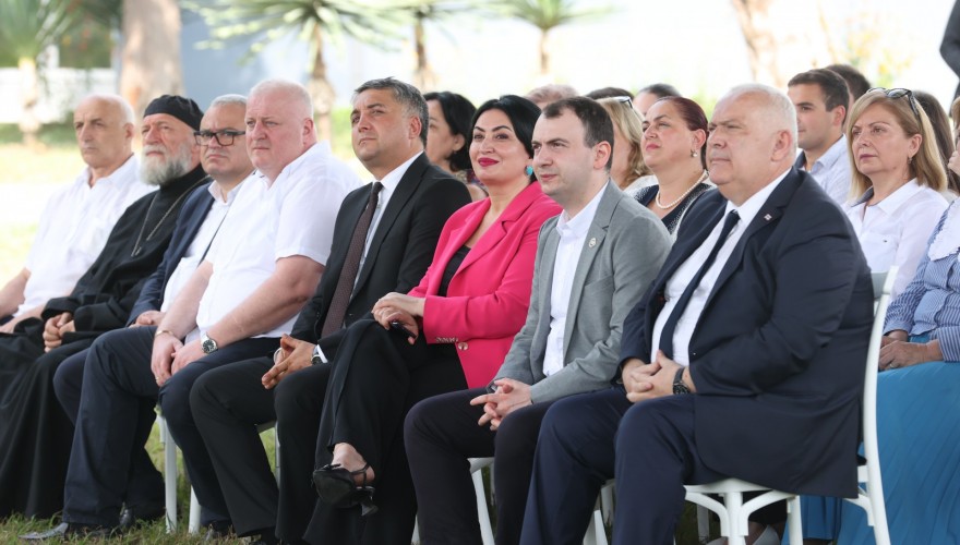Giorgi Chakvetadze attending the opening of a new academic block of the Zugdidi State University