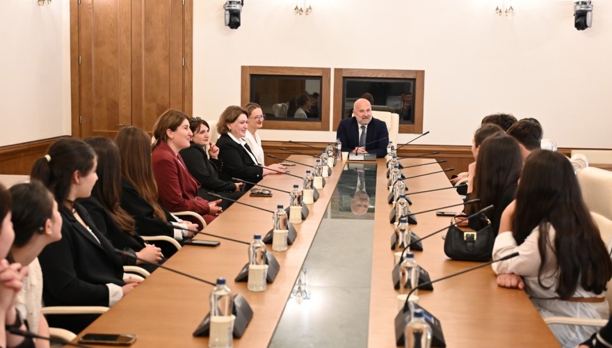 Zviad Shalamberidze met with students of the public school in the village of Tskhra Tsqaro, Zestaponi