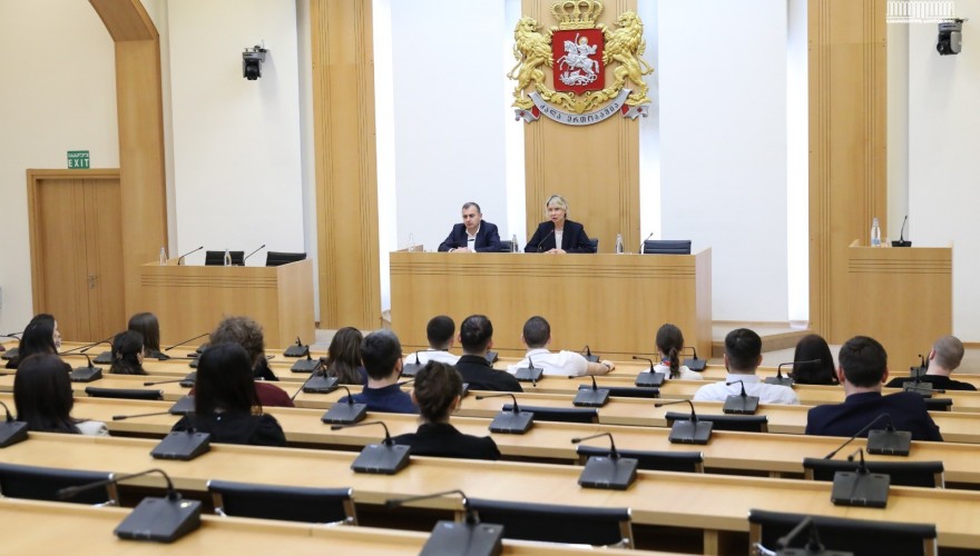 Vice Speaker Nino Tsilosani and the Secretary General of Parliament Kakha Okrojanashvili met with Interns