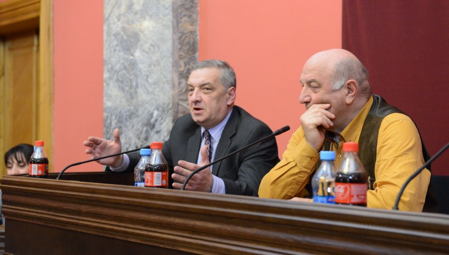 The meeting of the Chair of the Faction “Georgian Dream”, Giorgi Volski and the Chair of Diaspora and Caucasus Issues Committee, Teimuraz Chkuaseli with Marneuli Folk Ensemble “Enguri”