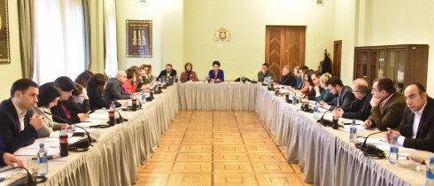 The meeting of Eka Beselia and Gedevan Popkhadze with the international organizations, Trade Unions and NGOs to discuss the draft judicial reform