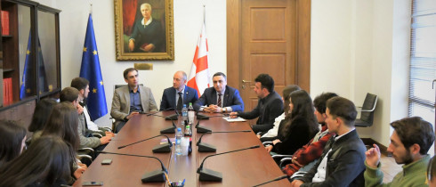 David Matikashvili, Giorgi Kakhiani and Guram Macharashvili hosting the children from Kvareli Municipality