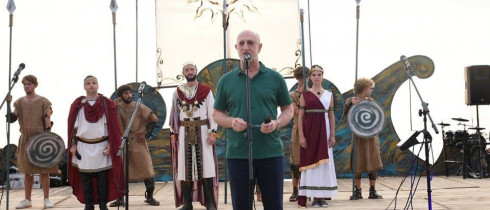 The Vice Speaker Ilia Nakashidze attending the public feast Colchis Day at Sarpi beach