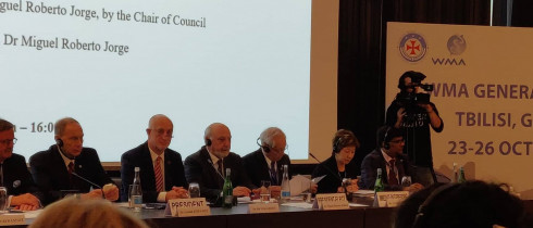 The Vice-Speaker Ilia Nakashidze attending the 70th WMA General Assembly in the Sheraton Hotel and delivered the speech