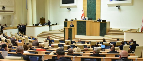 The Prime Minister, Irakli Garibashvili delivering the speech to the Parliament within the Interpellation Procedure