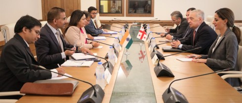 Meeting of Giorgi Volski and Giorgi Amilakhvari with the Minister of State for External Affairs of India