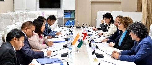 Meeting of Eliso Bolkvadze and Irakli Mezurnishvili with the State Minister of External Affairs of India and the Ambassador of India to Georgia and Armenia