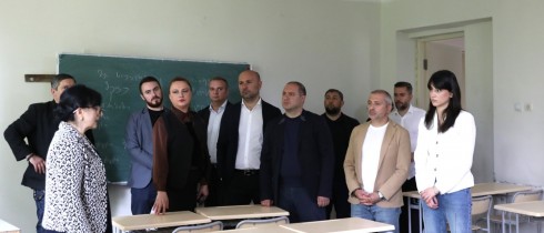 Givi Mikanadze and Akaki Aladashvili visiting the public schools of Saburtalo district