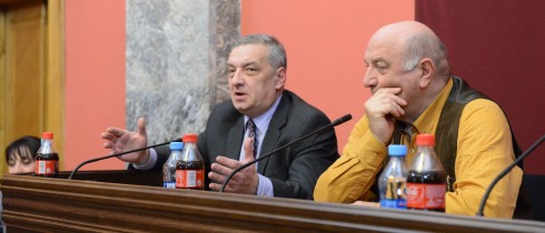 The meeting of the Chair of the Faction “Georgian Dream”, Giorgi Volski and the Chair of Diaspora and Caucasus Issues Committee, Teimuraz Chkuaseli with Marneuli Folk Ensemble “Enguri”