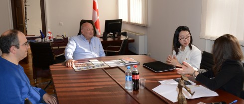 The meeting of the Chair of Diaspora and Caucasus Issues Committee, Teimuraz Chkuaseli with the Heavenly Culture, World Peace, Restoration of Light project manager to Georgia
